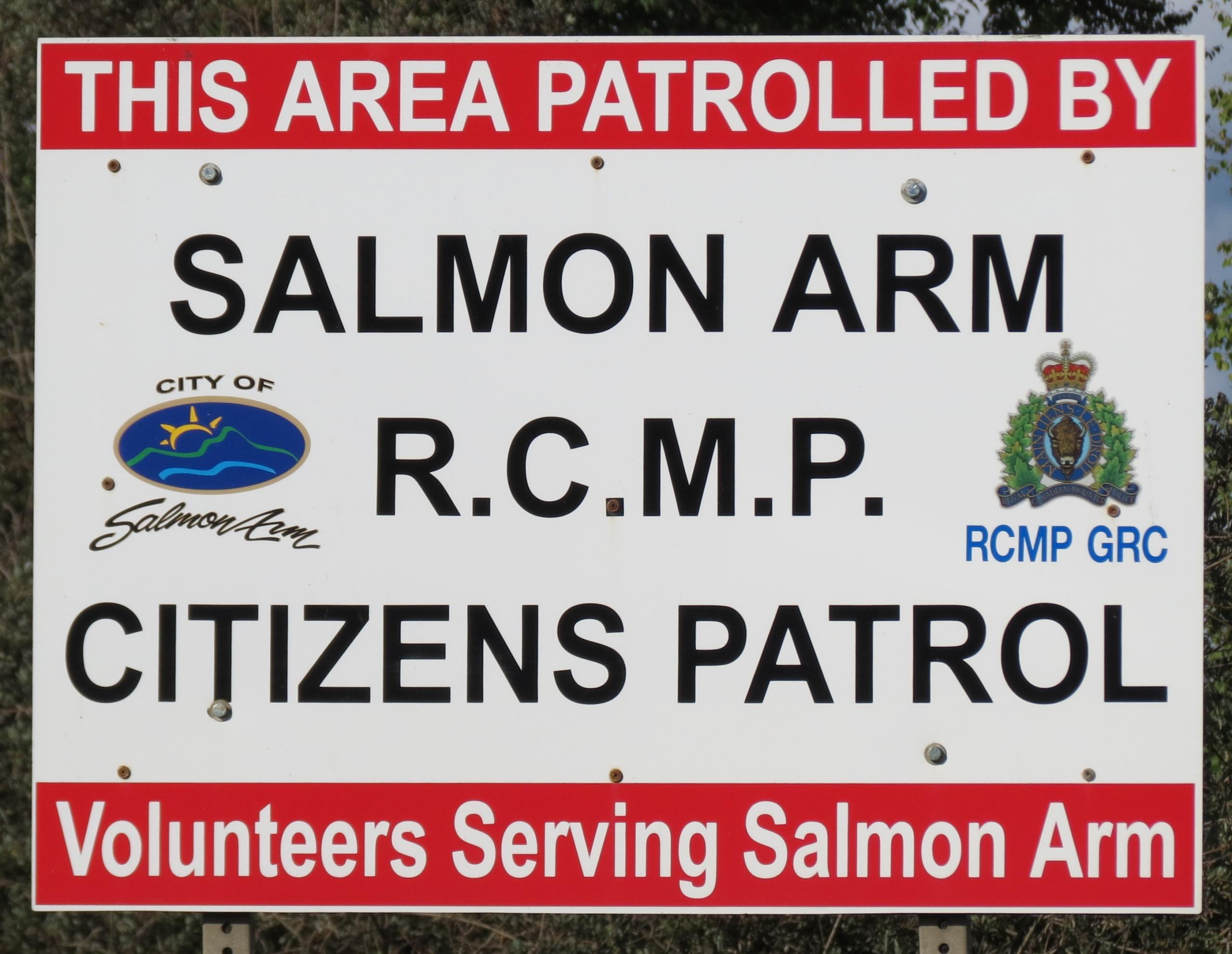Salmon Arm RCMP Citizens Patrol sign